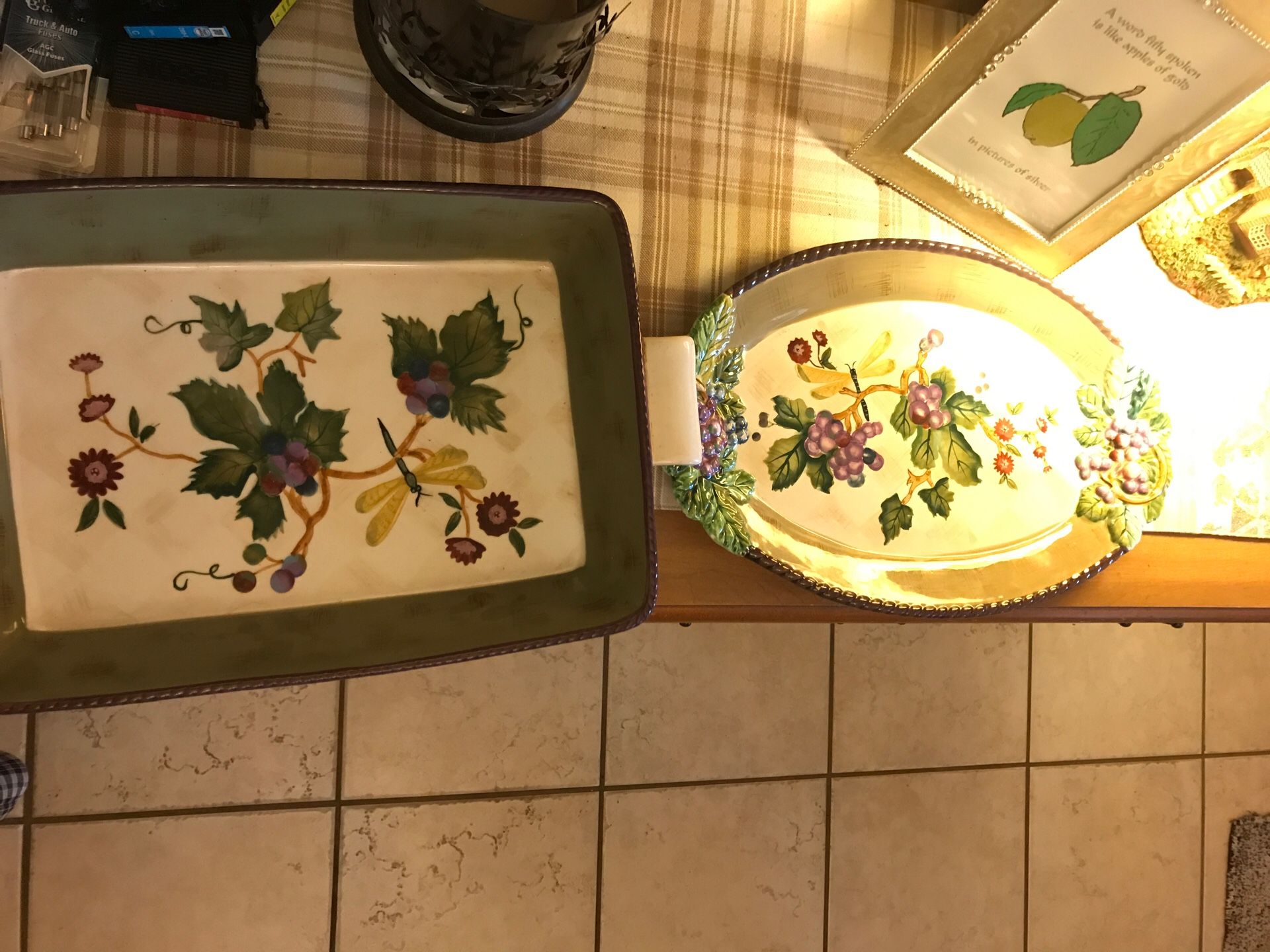Tracy porter grapes Claret collection oval platter and rectangle casserole dish