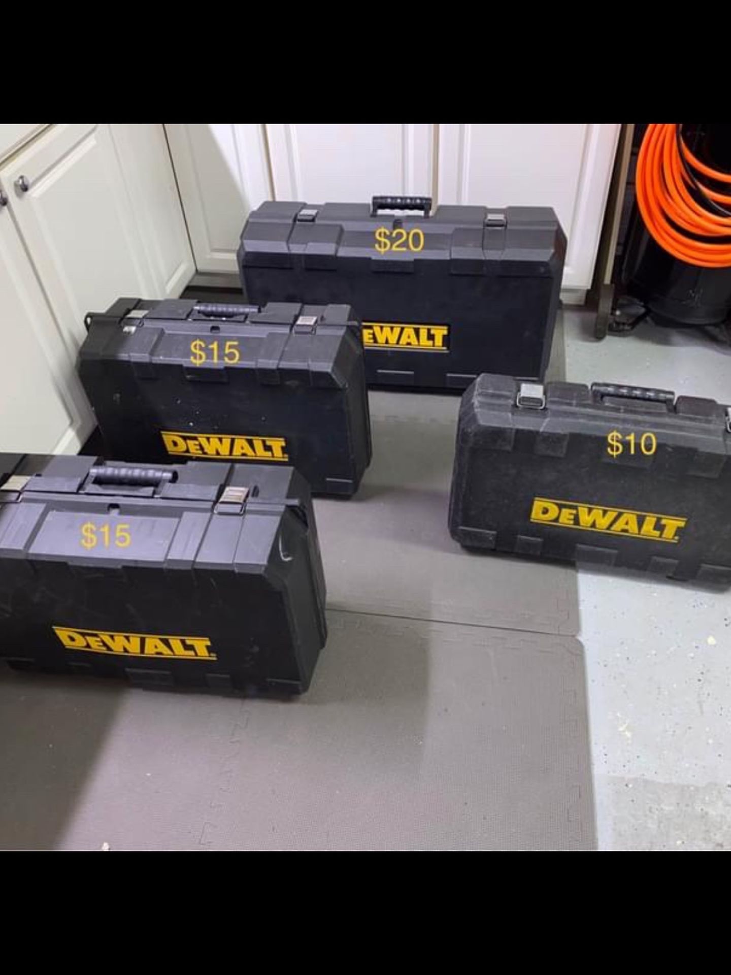 DeWalt empty tool boxes.