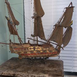 Pirate ship 2 x 2 1/2 made out of wood handcraft