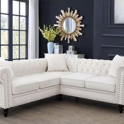 White Velvet Sectional