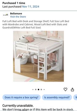 Full Loft Bed with Desk and Storage Shelf, Wardrobe, and Cabinet