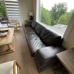 Real Leather 10 Foot Long Couch 