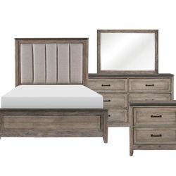 Newell Upholstered Bedroom Set Queen or King Bed Dresser Nightstand Mirror Chest Options