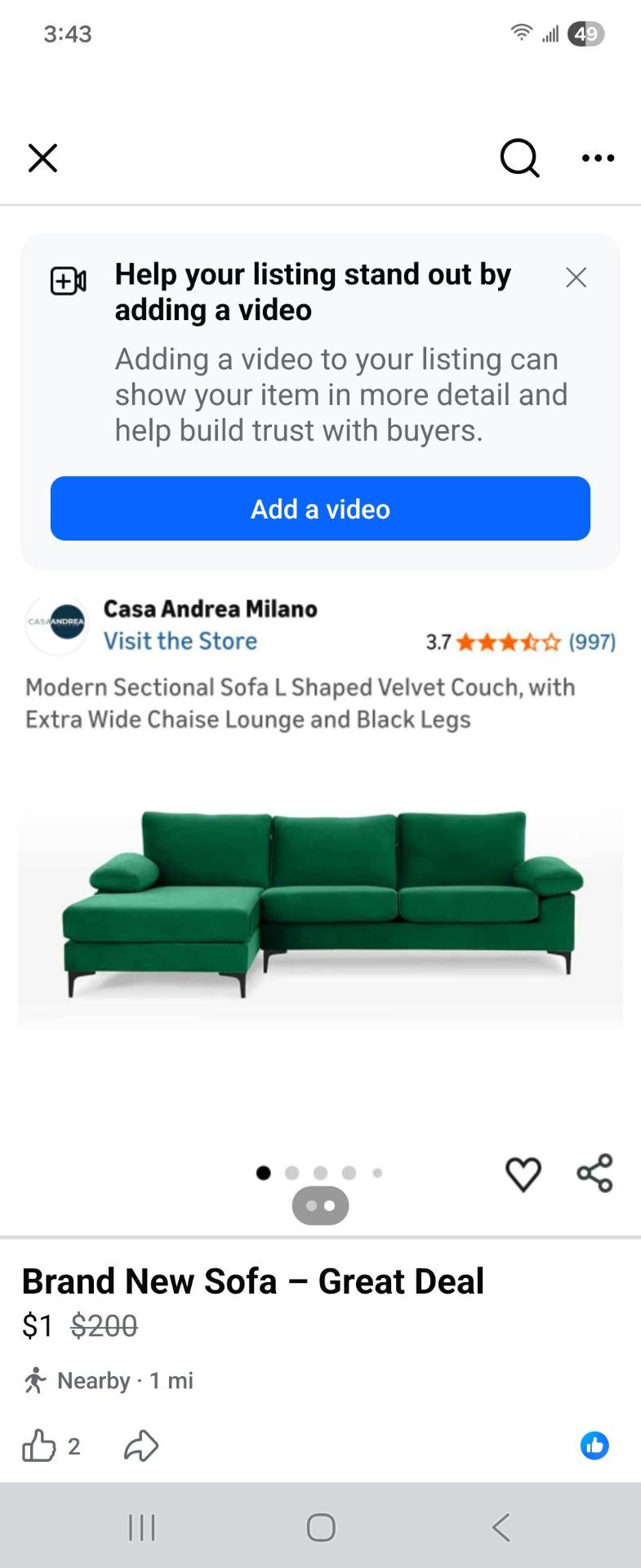 L shaped sofa