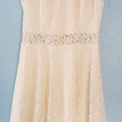 White Lace Sleeveless Sheer Dress Size M