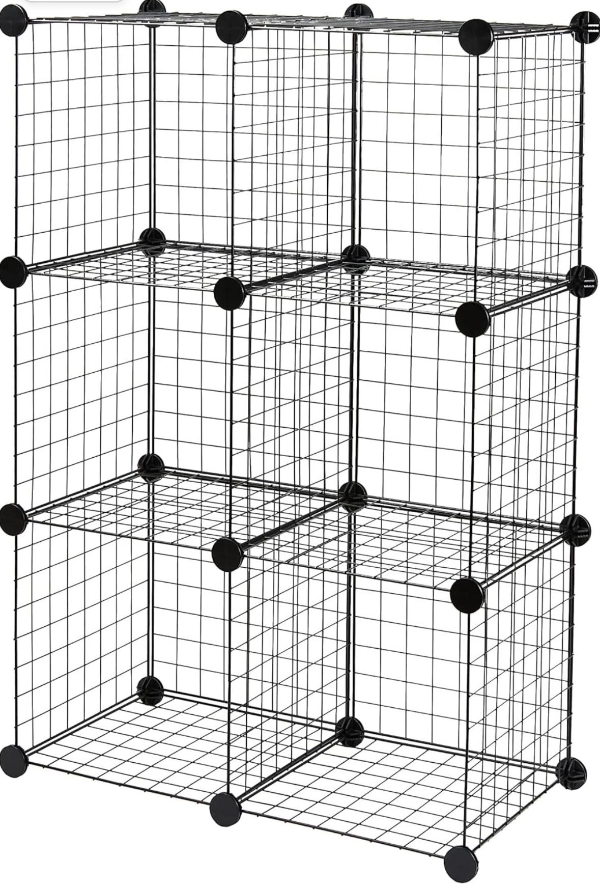 Black Cube Wire Grid Stackable Storage Shelves