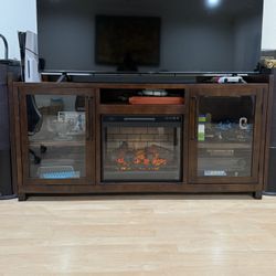 Large TV Stand with Fireplace and Storage