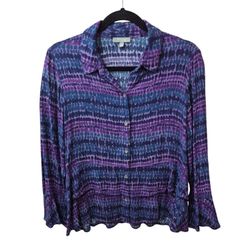 Habitat Top Womens Small Lightweight Frilly Button Down Shirt Fairy Sustainable