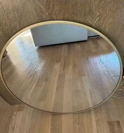 Round Gold-Framed Mirror 28"