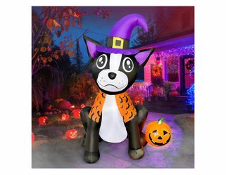 Halloween Inflatable Dog with Pumpkin Decoration