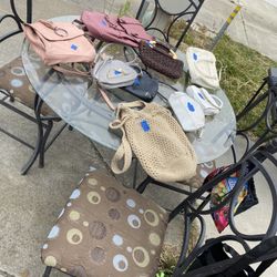 Glass Table with 4 metal chairs 