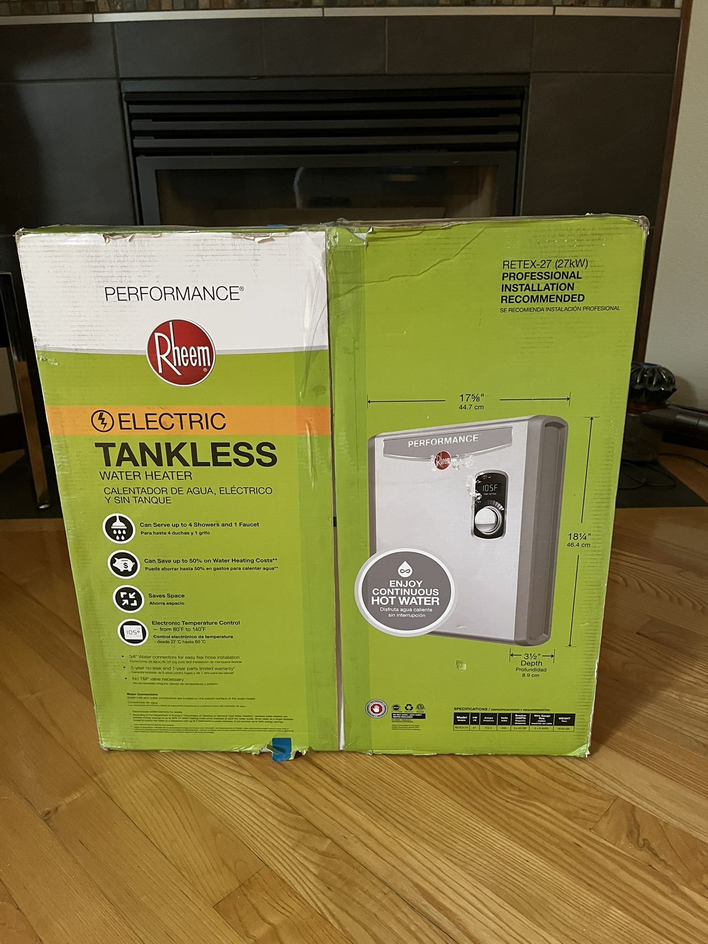 Rheem Performance 27 kW 240-Volt Self-Modulating Electric Tankless Water Heater