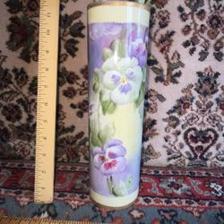 Vintage Purple Floral Cylindrical Vase