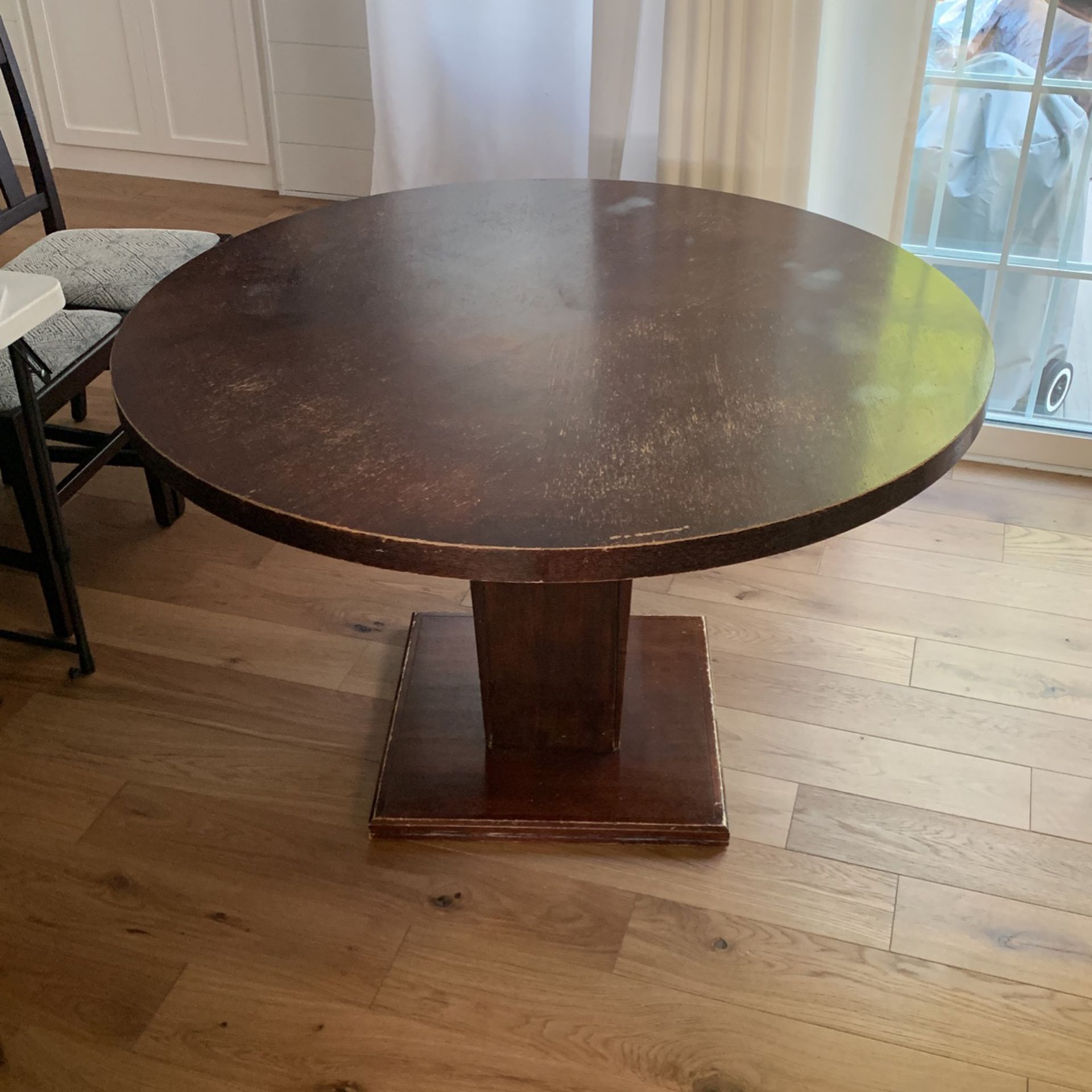 Crate And Barrel Breakfast Round Wood Table 47.5 Inches