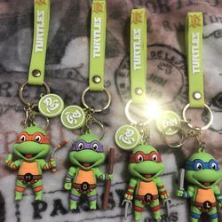 Four Ninja Turtles Keychains
