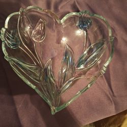 Heart Shaped Glass Serving Bowl