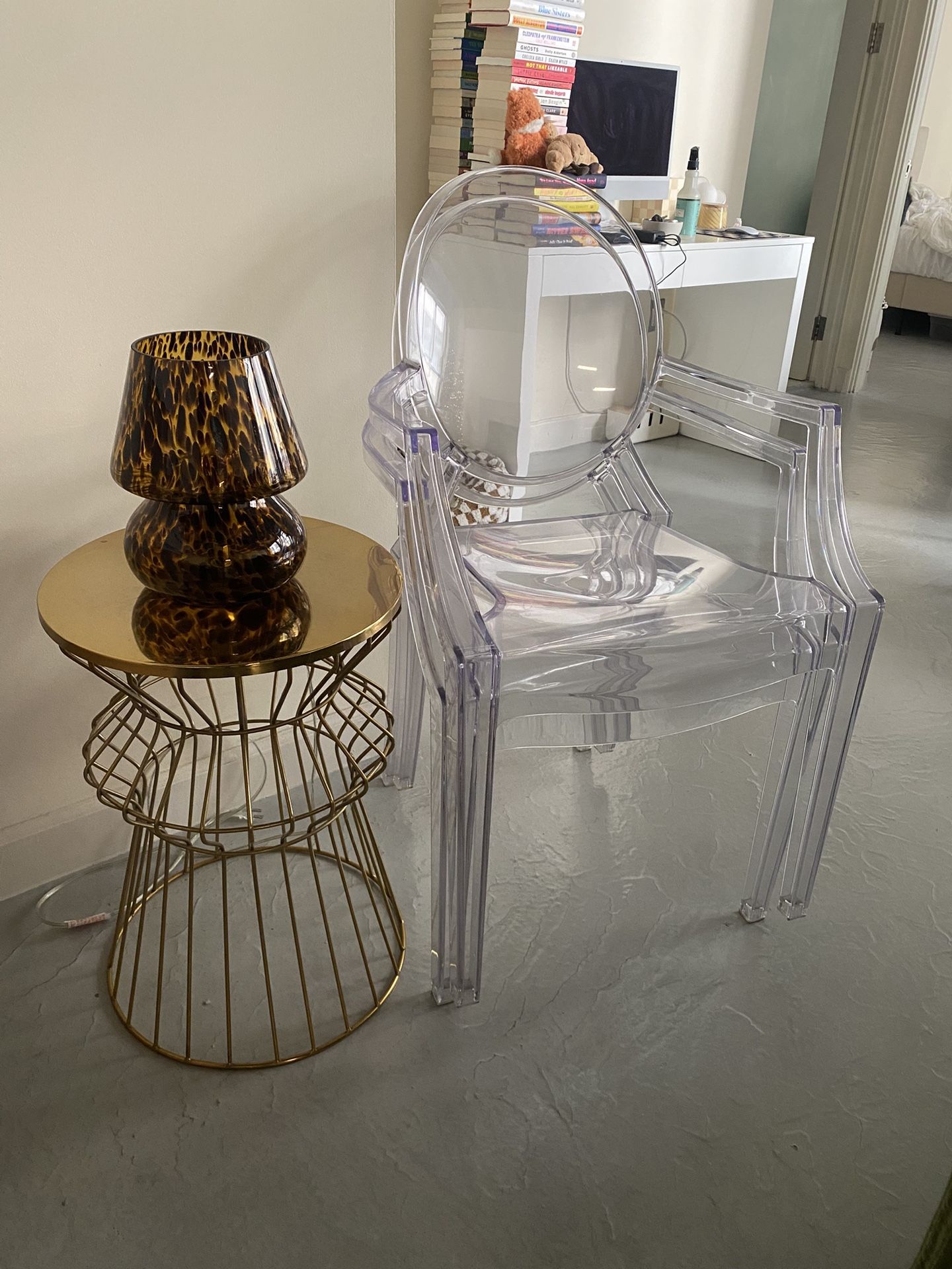 Side Table & Two Clear Chairs
