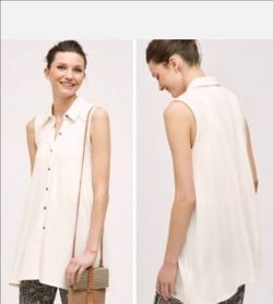 Anthropologie Everleigh
Ipomoea Tunic white cover up dress shirt Sz L
