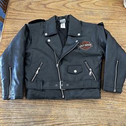 Child’s Harley Davidson Moto Cross Black Leather Jacket, Size 8/10