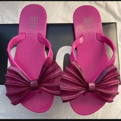 Melissa Girls Hot Pink Flip Flip New Size 12