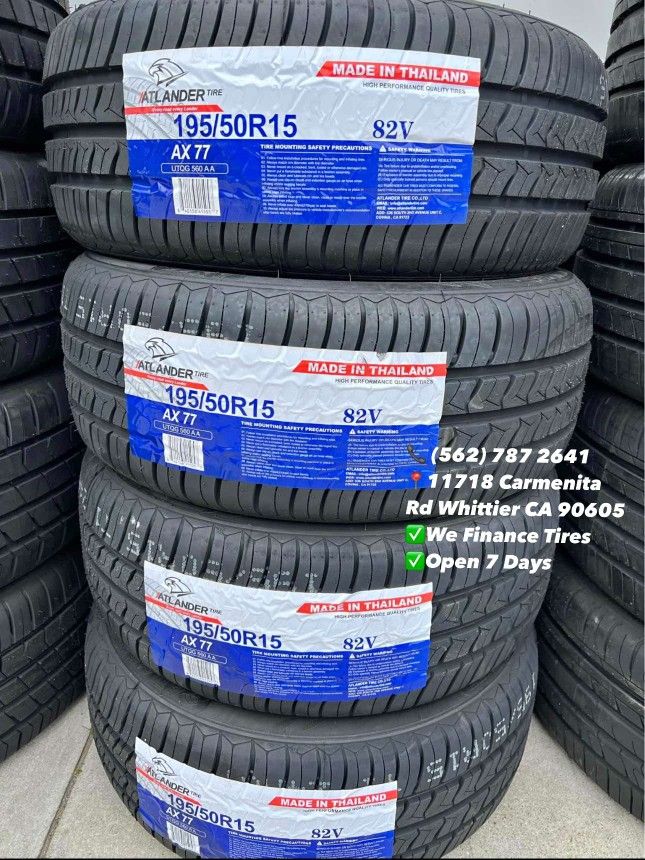 195/50R15 Atlander New Set of Tires Installed and Balanced Set de Llantas Nuevas Instaladas y Balanceadas