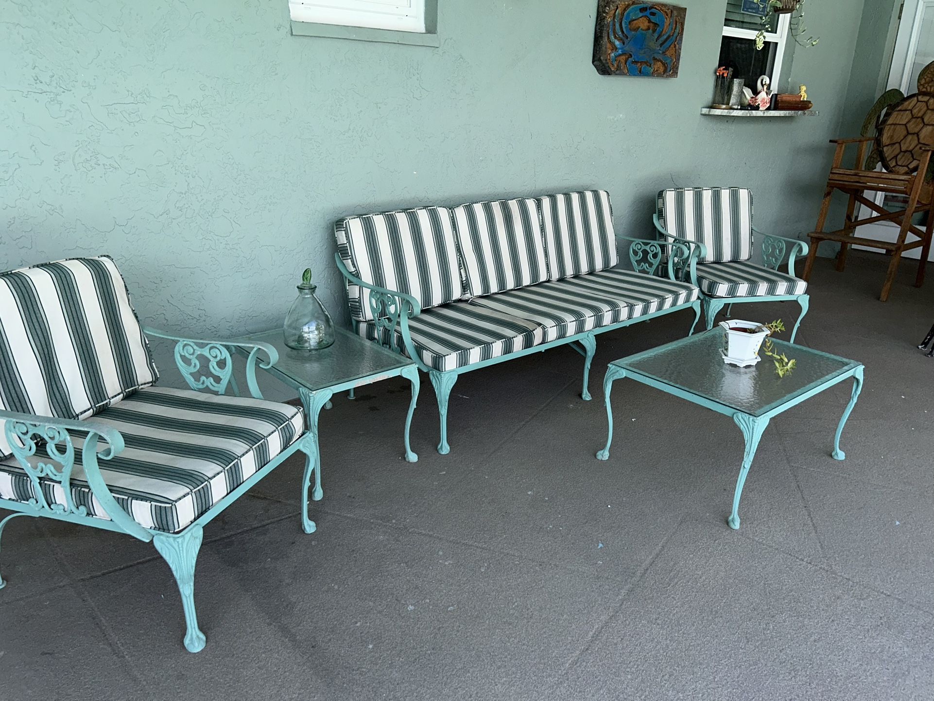 Anitque Retro Cast Aluminum Victorian Style Molla Outdoor 5 Piece Furniture Set