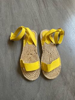 Yellow Espadrille Flat Sandals