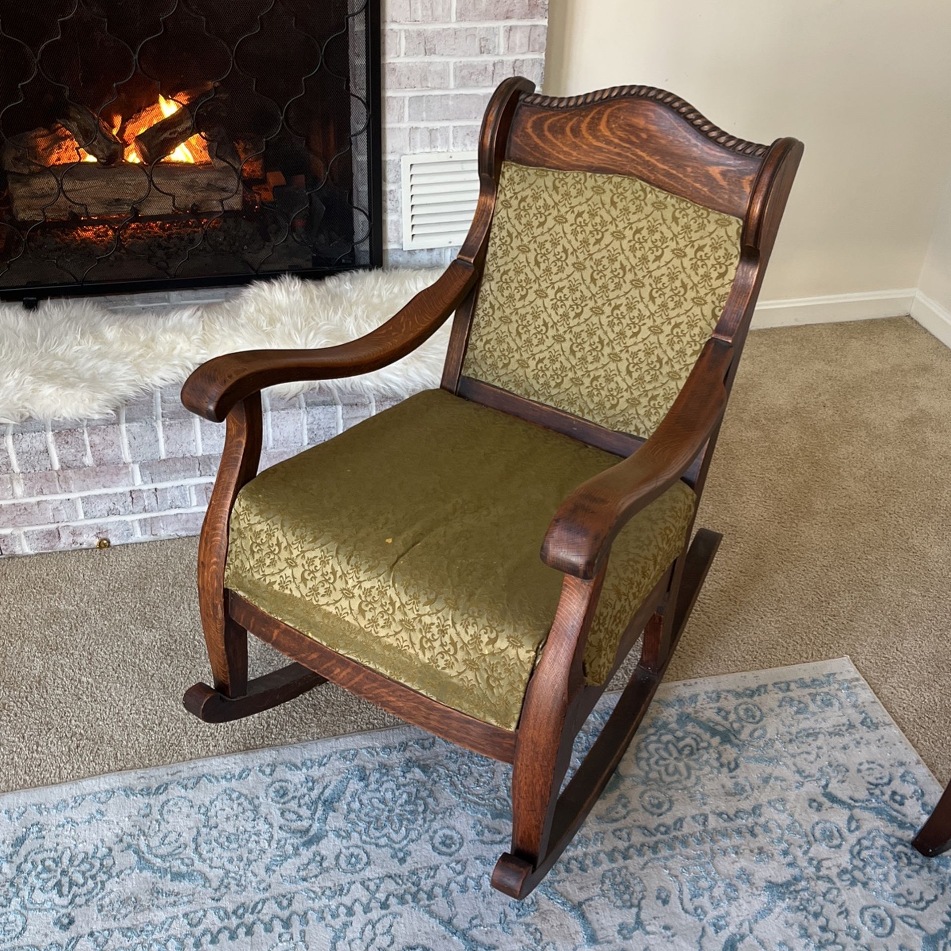 Antique Solid Oak Rocking Chair