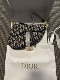 Womens Dior navy blue oblique saddlebag shoulder bag