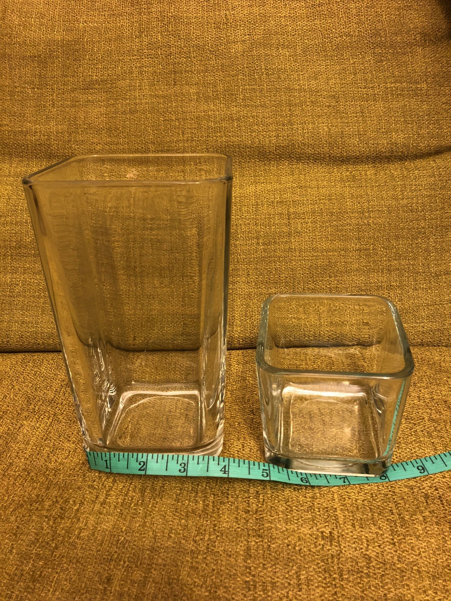 Pair Of Glass Square Vases