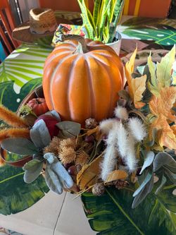 Fall Harvest Pumpkin Floral Centerpiece