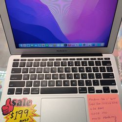 MacBook Air 2015 11" Intel Core i5-4th Gen @ 1.6Ghz, 4gb Ram, 128gb SSD , MacOS Monterey. Intel HD 6000 Graphics 1.5GB , Comes with Apple Charger. $90