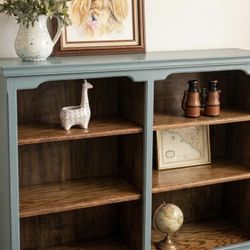 Bookshelf- Beautiful solid wood bookshelf / console, professionally refinished