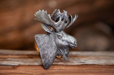 Vintage 1980 - Bergamot Brass Works - BULL MOOSE HEAD - BELT BUCKLE -MADE IN USA
