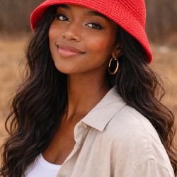 Pink Crochet Bucket Hat