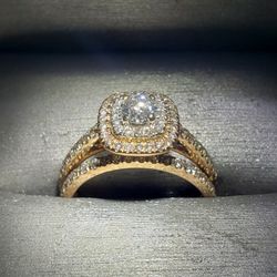 Genuine Diamond Wedding Ring Set