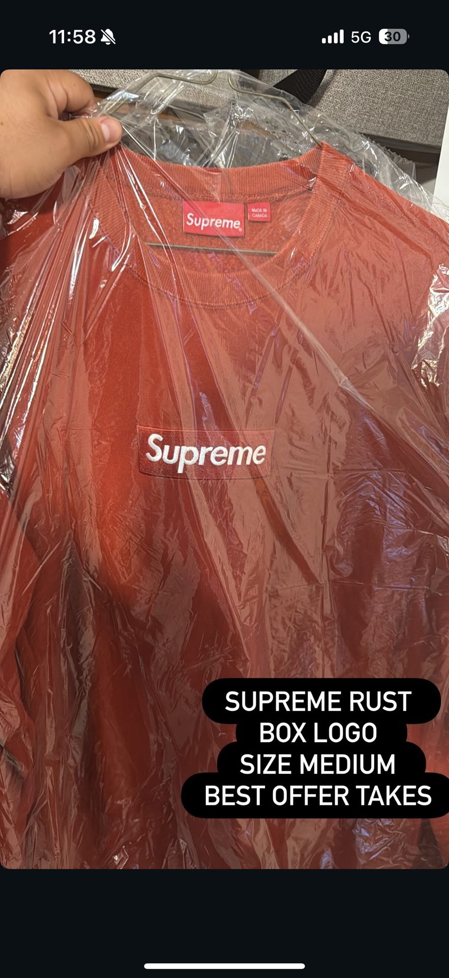 FW 18 Supreme Box Logo Rust Size Medium 