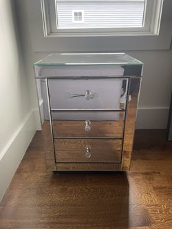 Mirrored Night Stand 17x15 3 Drawers