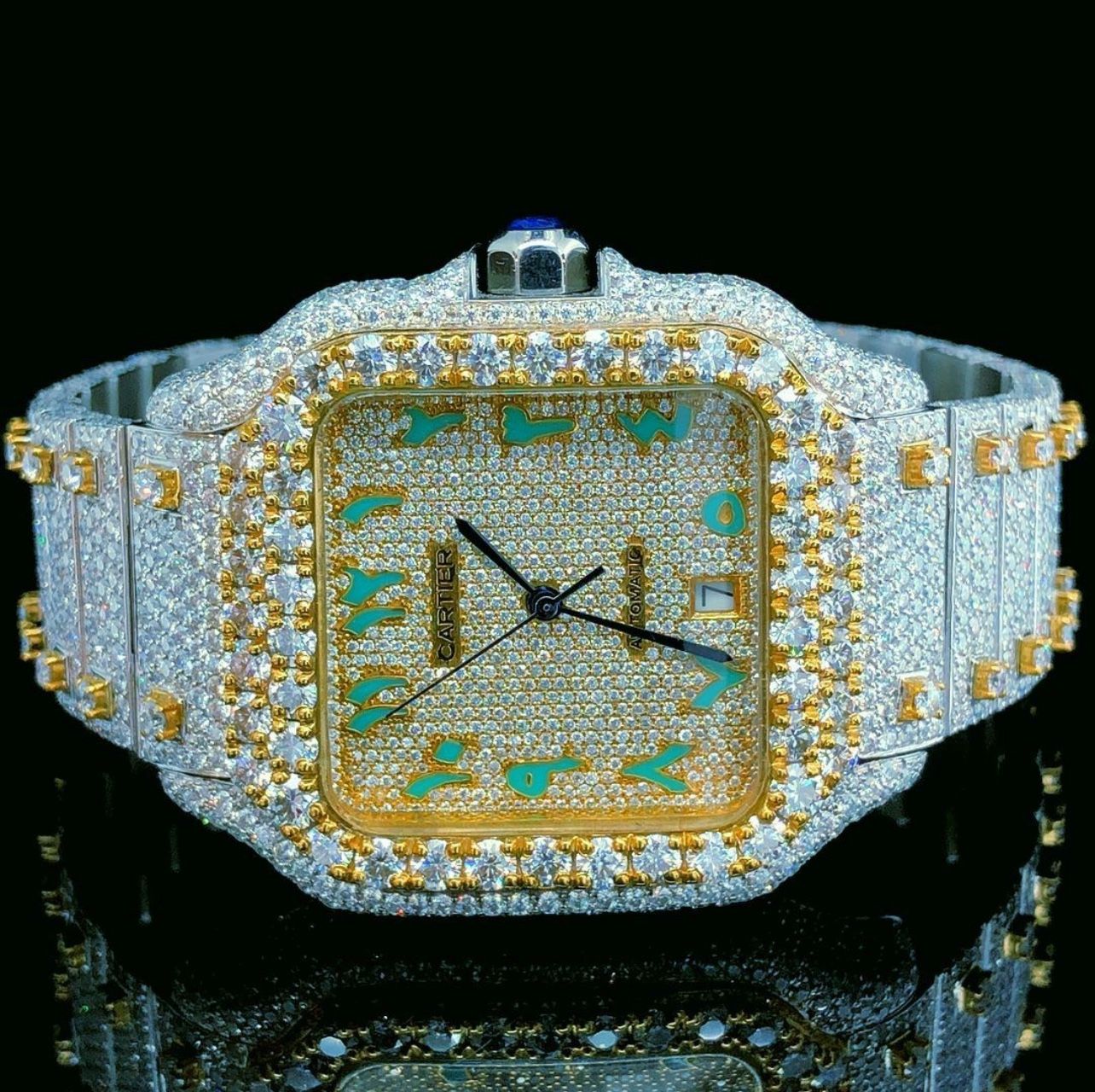 🔥🔥BLACK FRIDAY SALE EMERALD GREEN DIAL TWO TONE MOISSANITE WATCH 