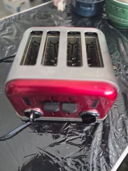 Red 4-Slice Stainless Steel Toaster