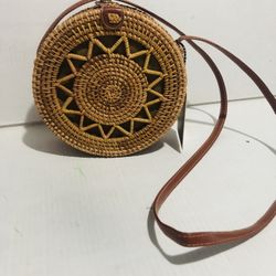 Beautiful Rattan Round Purse 30 inches long