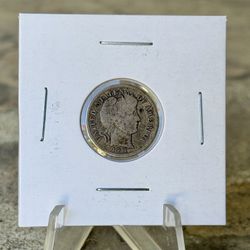 1911 - D Barber Dime Silver Coin 