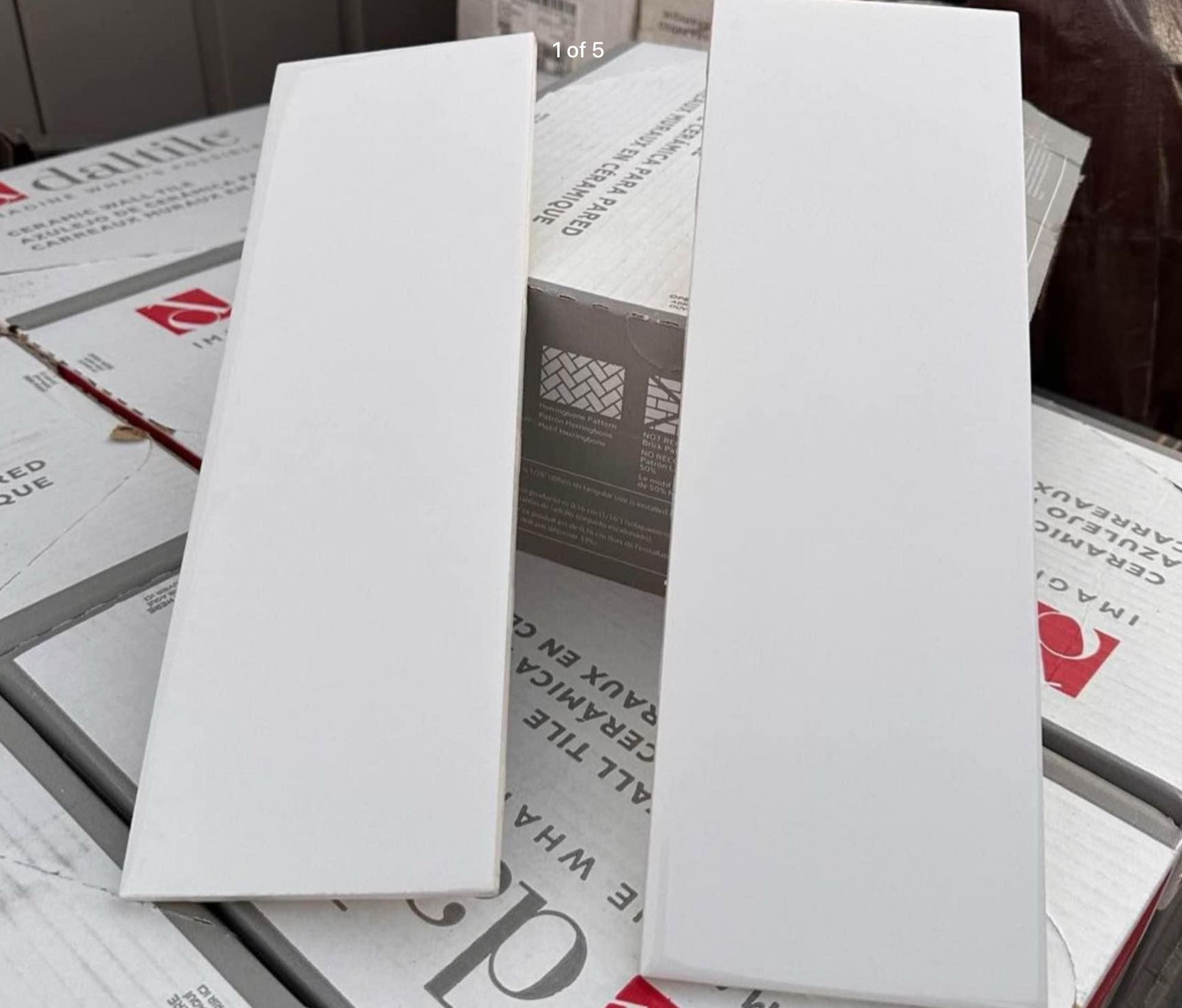 Hi everyone we have ceramic pure white tiles 4 x12 nice each case have 10 sq