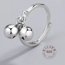 925 Sterling Silver  Adjustable Bell Ring