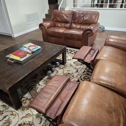 Leather Recliner Couch and Love Seat 