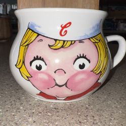 Vintage 1998 Campbell’s Soup Kids ceramic mug — blond boy character, collectible