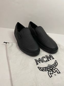 MCM Men's Black Textured Leather Moccasins Slip On Shoes size 13