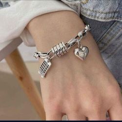 925 Sterling Silver women's ladies abacus heart charm bracelet Gift