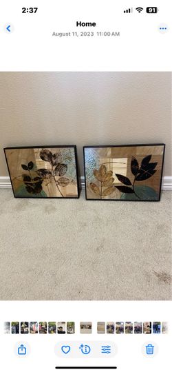 Botanical Leaf Framed Wall Art Set of 2