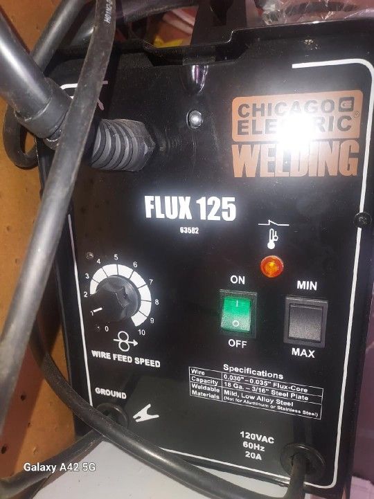 Brand New Welder ELECTRIC FLUX 125 WELDER W Leather HELMET MASK SHOULDER PROTECTOR OVER $150 RETAIL PRICE